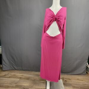Old Navy Cutout Twist Dress L Pink Jersey Knit Y2K Revival